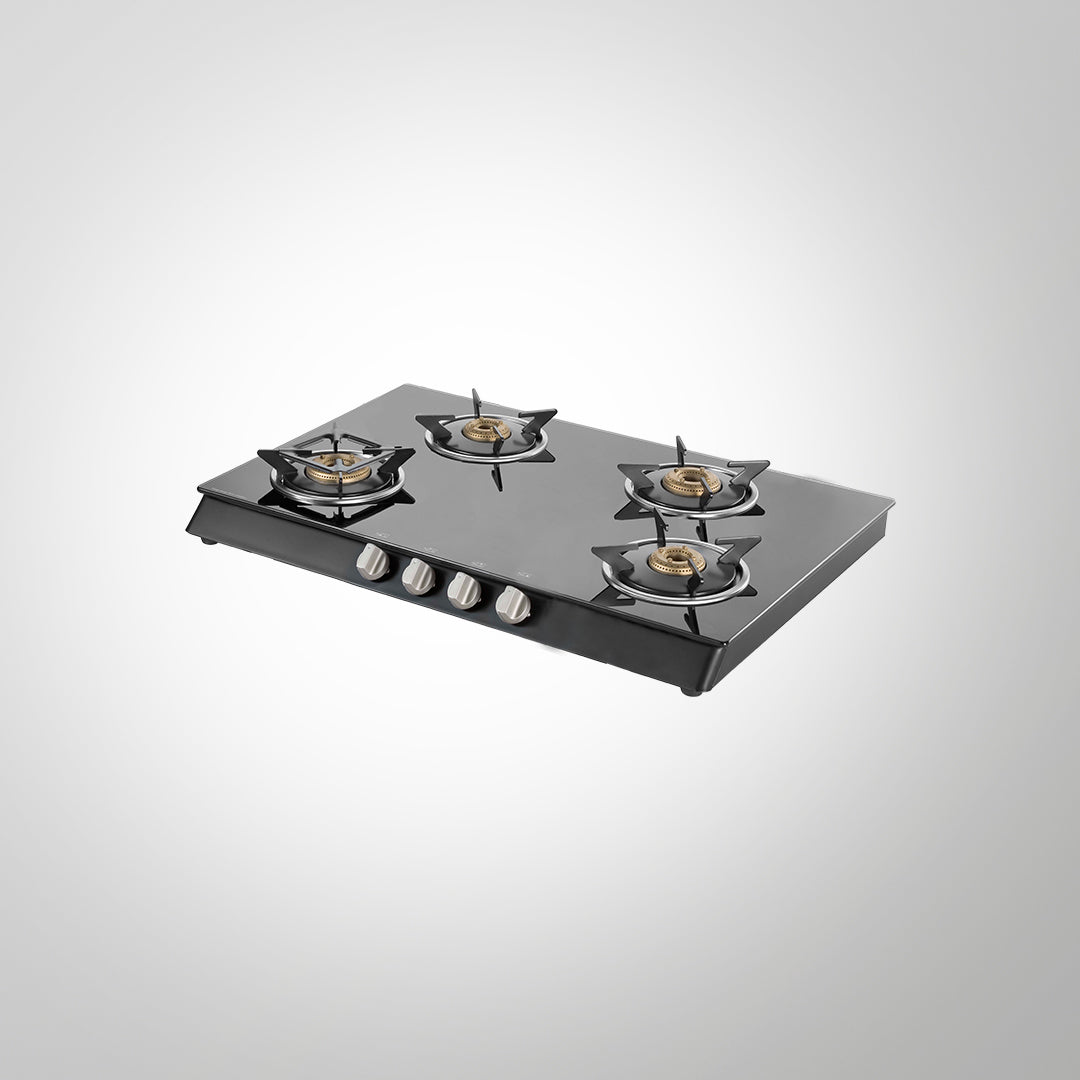 CTB694B / CTB694BAI (Auto Ignition) 4 Brass Burners Cooktop, Black Toughened Glass (8 mm)