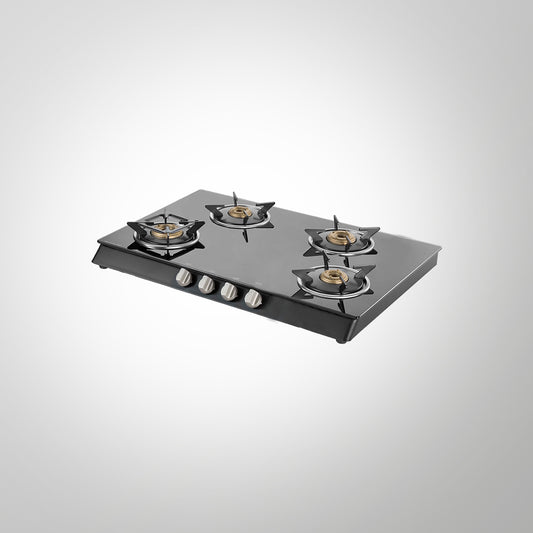 CTB694B / CTB694BAI (Auto Ignition) 4 Brass Burners Cooktop, Black Toughened Glass (8 mm)