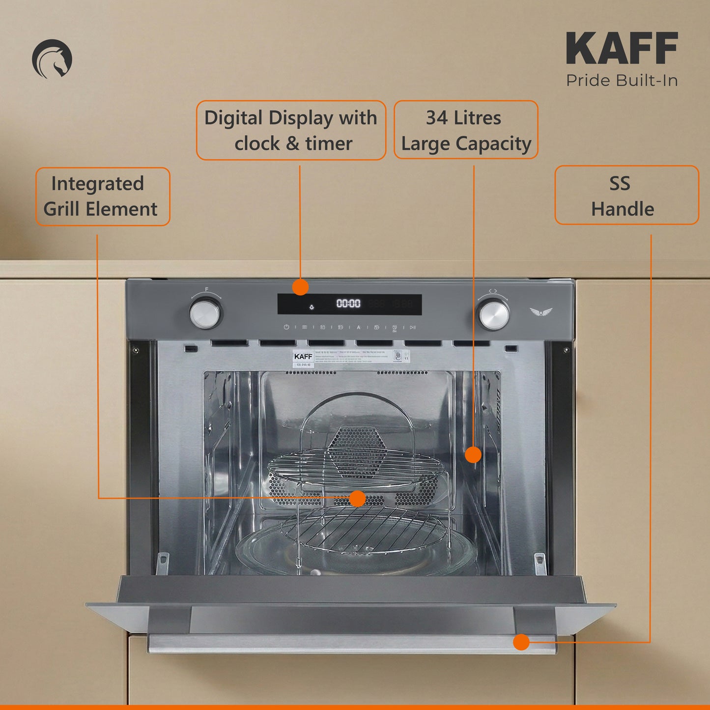 MW 34 G6F- Built in Microwave with Child Lock / Clock / Kitchen Timer
