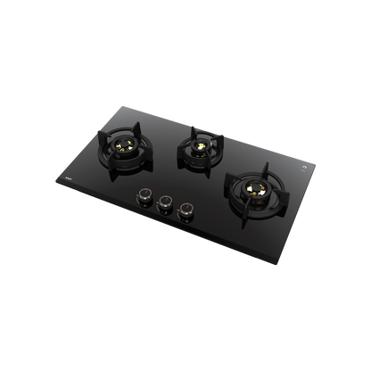 ASF 783- Built-In Hob for Kitchen, 3 Full Brass High Efficiency Burners & FFD, Auto Electric Ignition