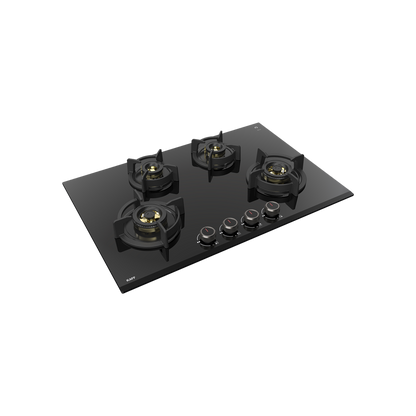 ASF 784- Built-In Hob for Kitchen, 4 Full Brass High Efficiency Burners & FFD, Auto Electric Ignition