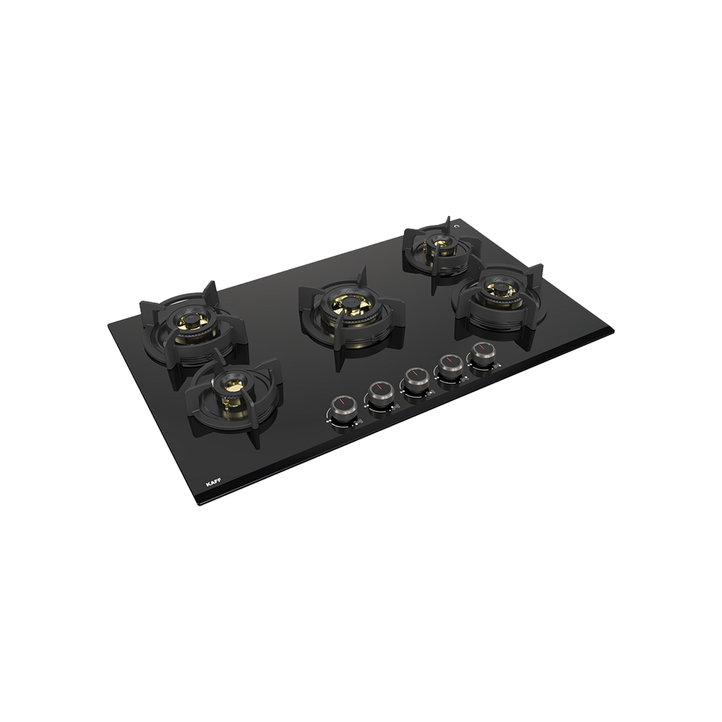 ASF 865 - 5 Burner Built-in Hob, 8mm Thick Black Tempered Glass, Flame Failure Device