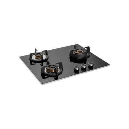 BLH 603X - 3 Full Brass Burners Built-in Hob for Efficient Cooking, Heavy Duty Cast Iron Pan Support