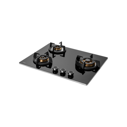BLH 603X - 3 Full Brass Burners Built-in Hob for Efficient Cooking, Heavy Duty Cast Iron Pan Support