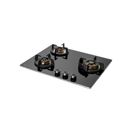 BLH 603X - 3 Full Brass Burners Built-in Hob for Efficient Cooking, Heavy Duty Cast Iron Pan Support