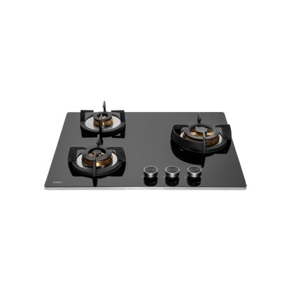 BLH 603X - 3 Full Brass Burners Built-in Hob for Efficient Cooking, Heavy Duty Cast Iron Pan Support
