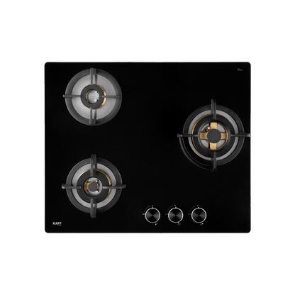 BLH 603X - 3 Full Brass Burners Built-in Hob for Efficient Cooking, Heavy Duty Cast Iron Pan Support