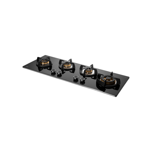 BLH F 100X BLK - 4 Full Brass Burners Built-in Hob with Flame Failure Device