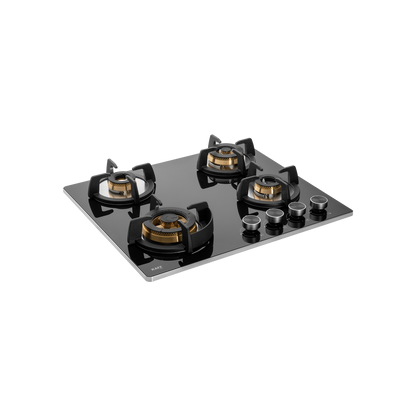 BLH-F 604X- Built-in Hob, 4 Full Brass High Efficiency Burners, 8 mm Thick Black Tempered Glass