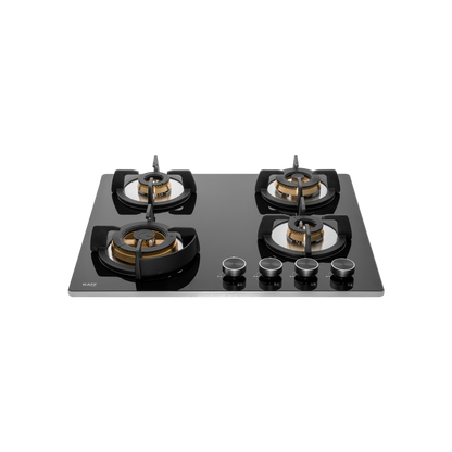 BLH-F 604X- Built-in Hob, 4 Full Brass High Efficiency Burners, 8 mm Thick Black Tempered Glass