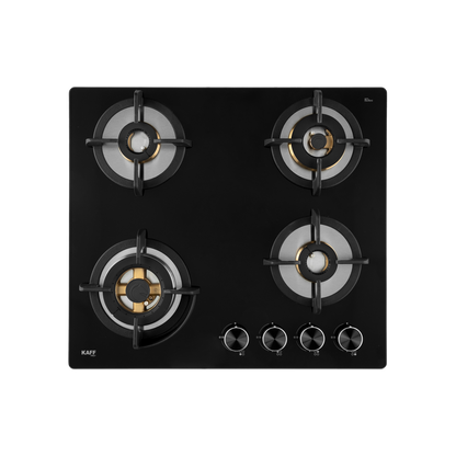 BLH-F 604X- Built-in Hob, 4 Full Brass High Efficiency Burners, 8 mm Thick Black Tempered Glass