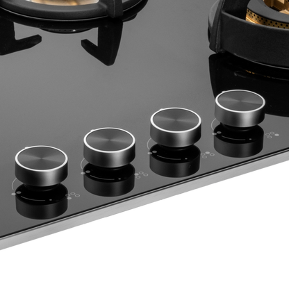 BLH-F 804 / BLH-F 804X BLK- 4 Full Brass High Efficiency Burners Built-in Hob, Heavy Duty Cast Iron Pan Support