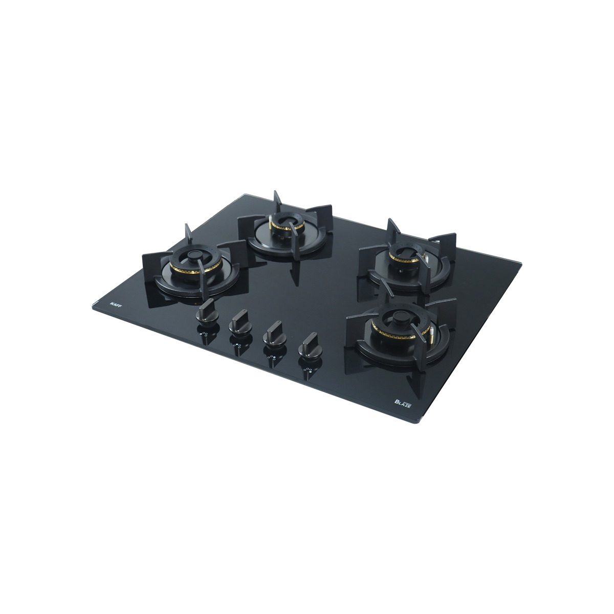 4 Burner Built-in Hob, High Efficiency Forged Brass Burners Coated in Black, Auto Electric Ignition, 65 cm (BZ 654)