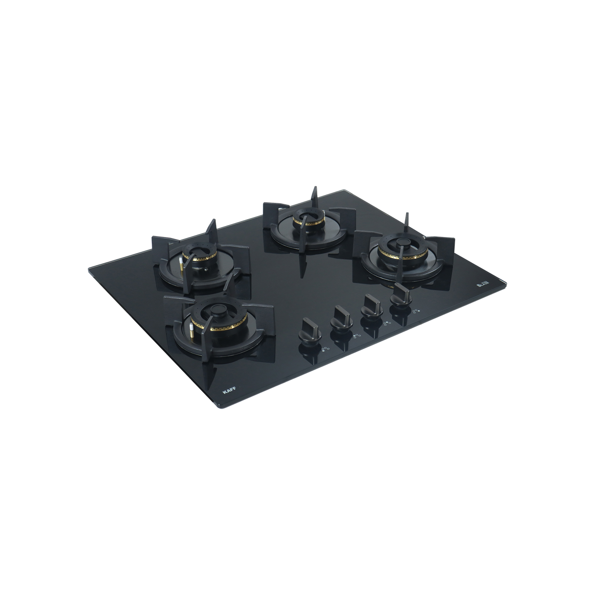4 Burner Built-in Hob, High Efficiency Forged Brass Burners Coated in Black, Auto Electric Ignition, 65 cm (BZ 654)