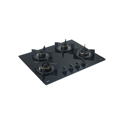 4 Burner Built-in Hob, High Efficiency Forged Brass Burners Coated in Black, Auto Electric Ignition, 65 cm (BZ 654)