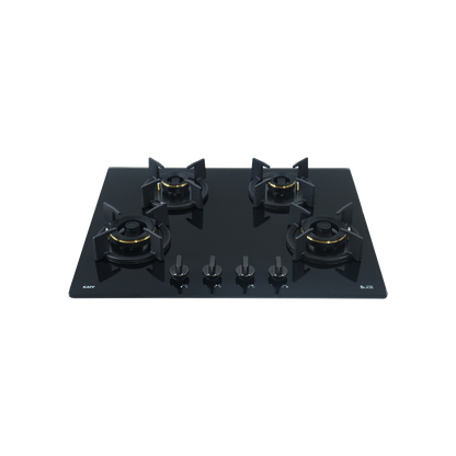 4 Burner Built-in Hob, High Efficiency Forged Brass Burners Coated in Black, Auto Electric Ignition, 65 cm (BZ 654)