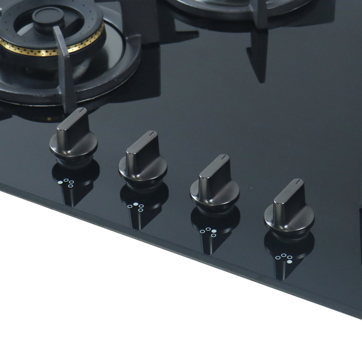 4 Burner Built-in Hob, High Efficiency Forged Brass Burners Coated in Black, Auto Electric Ignition, 65 cm (BZ 654)