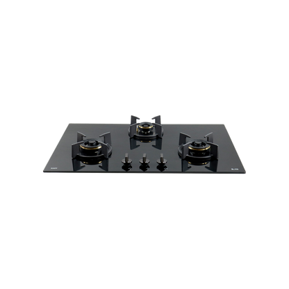 3 Burner Built-in Hob, High Efficiency Forged Brass Burners Coated in Black, Auto Electric Ignition, 78 cm (BZ 783)
