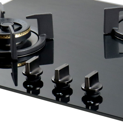 3 Burner Built-in Hob, High Efficiency Forged Brass Burners Coated in Black, Auto Electric Ignition, 78 cm (BZ 783)