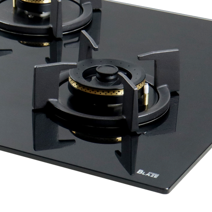 3 Burner Built-in Hob, High Efficiency Forged Brass Burners Coated in Black, Auto Electric Ignition, 78 cm (BZ 783)