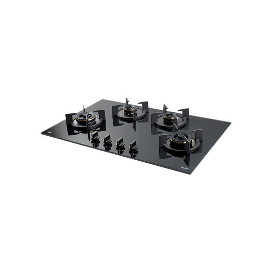 4 Burner Built-in Hob, High Efficiency Forged Brass Burners Coated in Black, Auto Electric Ignition, 78 cm (BZ 804)