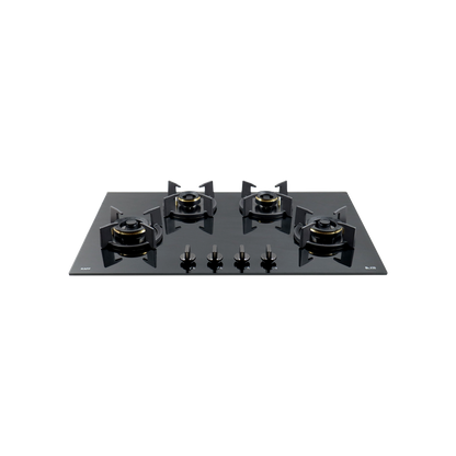 4 Burner Built-in Hob, High Efficiency Forged Brass Burners Coated in Black, Auto Electric Ignition, 78 cm (BZ 804)