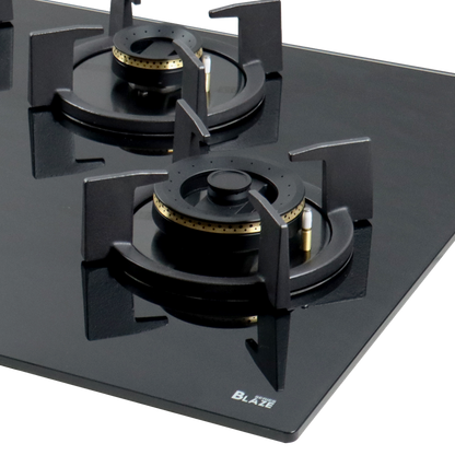 4 Burner Built-in Hob, High Efficiency Forged Brass Burners Coated in Black, Auto Electric Ignition, 78 cm (BZ 804)