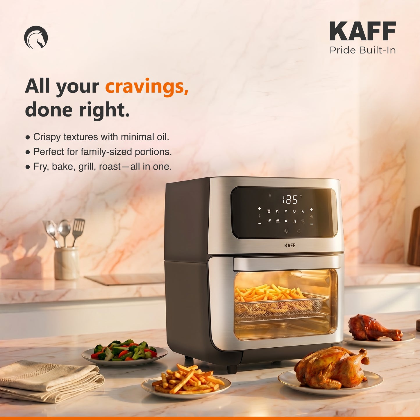 KFR 12- Electric Air fryer with Premium Brush Stainless Steel Finish