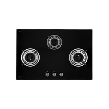 CRH 783- Built-in Hob with 3 Black Coated Tornado Style Burners, Auto Ignition