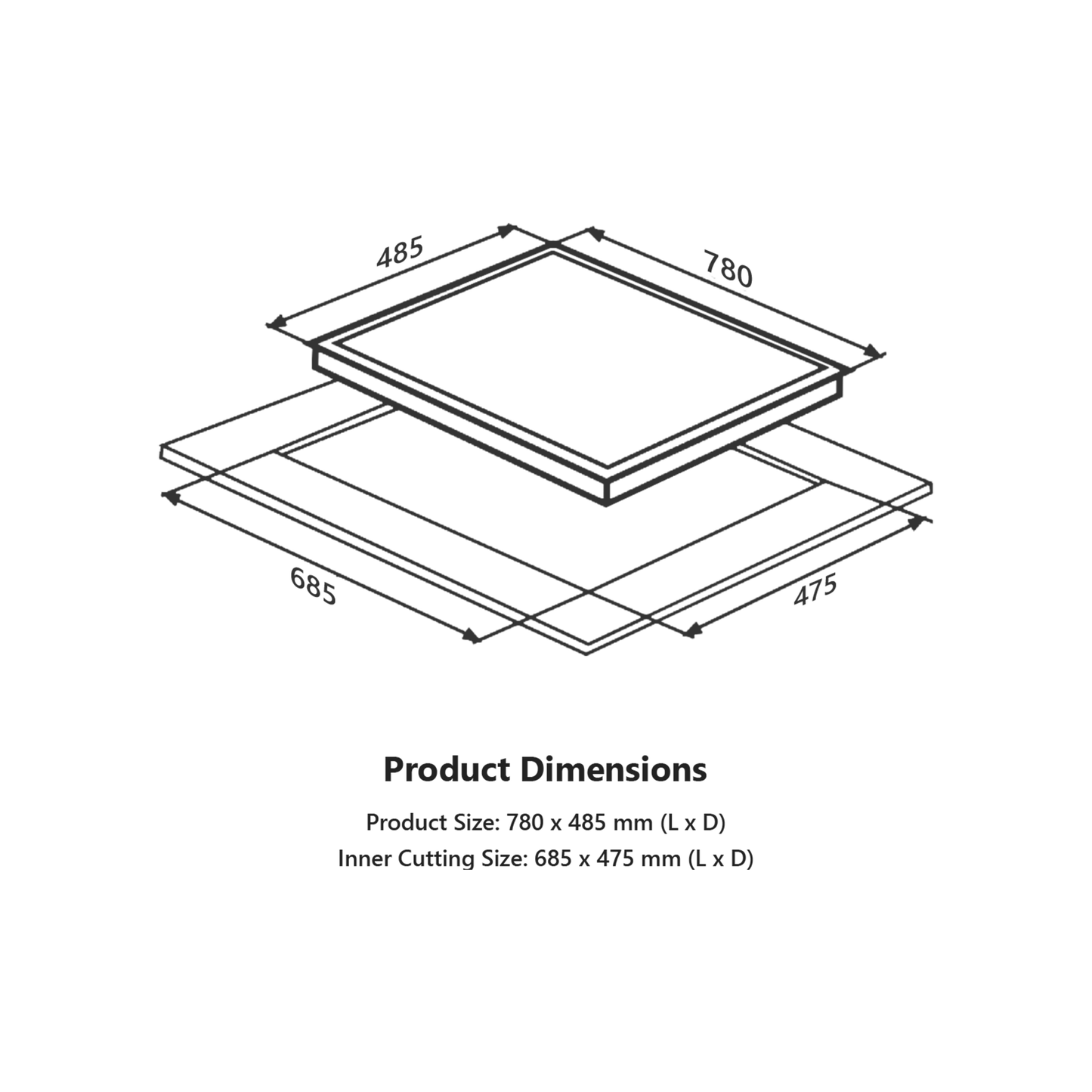 CRH 783- Built-in Hob with 3 Black Coated Tornado Style Burners, Auto Ignition