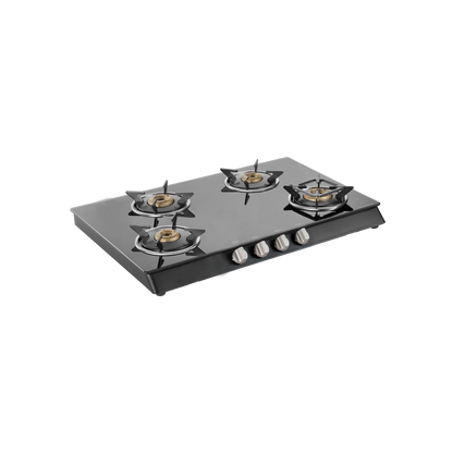 CTB694B / CTB694BAI (Auto Ignition) 4 Brass Burners Cooktop, Black Toughened Glass (8 mm)