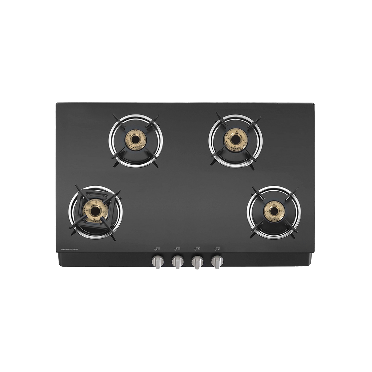 CTB694B / CTB694BAI (Auto Ignition) 4 Brass Burners Cooktop, Black Toughened Glass (8 mm)