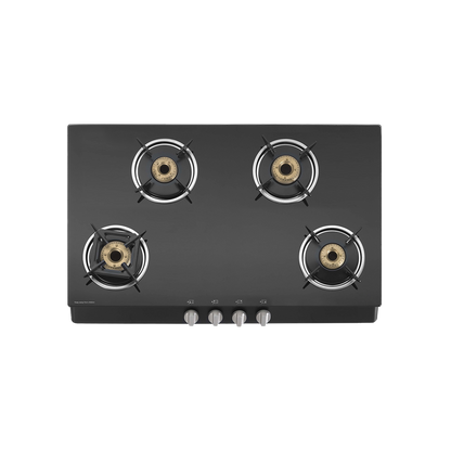 CTB694B / CTB694BAI (Auto Ignition) 4 Brass Burners Cooktop, Black Toughened Glass (8 mm)