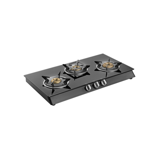 CTB713B / CTB713BAI (Auto Ignition) 3 Brass Burners Cooktop, Black Toughened Glass (8mm)