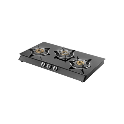 CTB713B / CTB713BAI (Auto Ignition) 3 Brass Burners Cooktop, Black Toughened Glass (8mm)