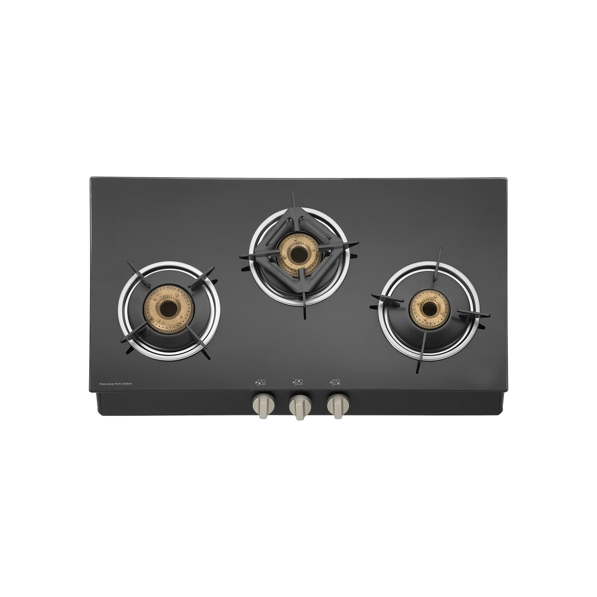 CTB713B / CTB713BAI (Auto Ignition) 3 Brass Burners Cooktop, Black Toughened Glass (8mm)