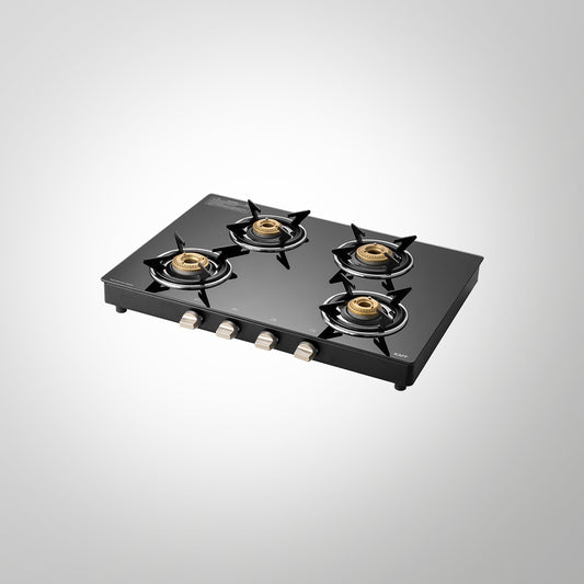 CTE694B- High Efficiency Brass Burners Cooktop with Manual Ignition, 4 Burners- 2 Big, 2 Small