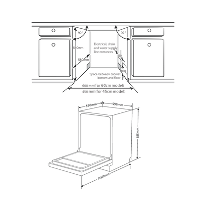 DW FIBI- Fully Integrated Built in Dishwasher with Soft Push Controls with Indicators