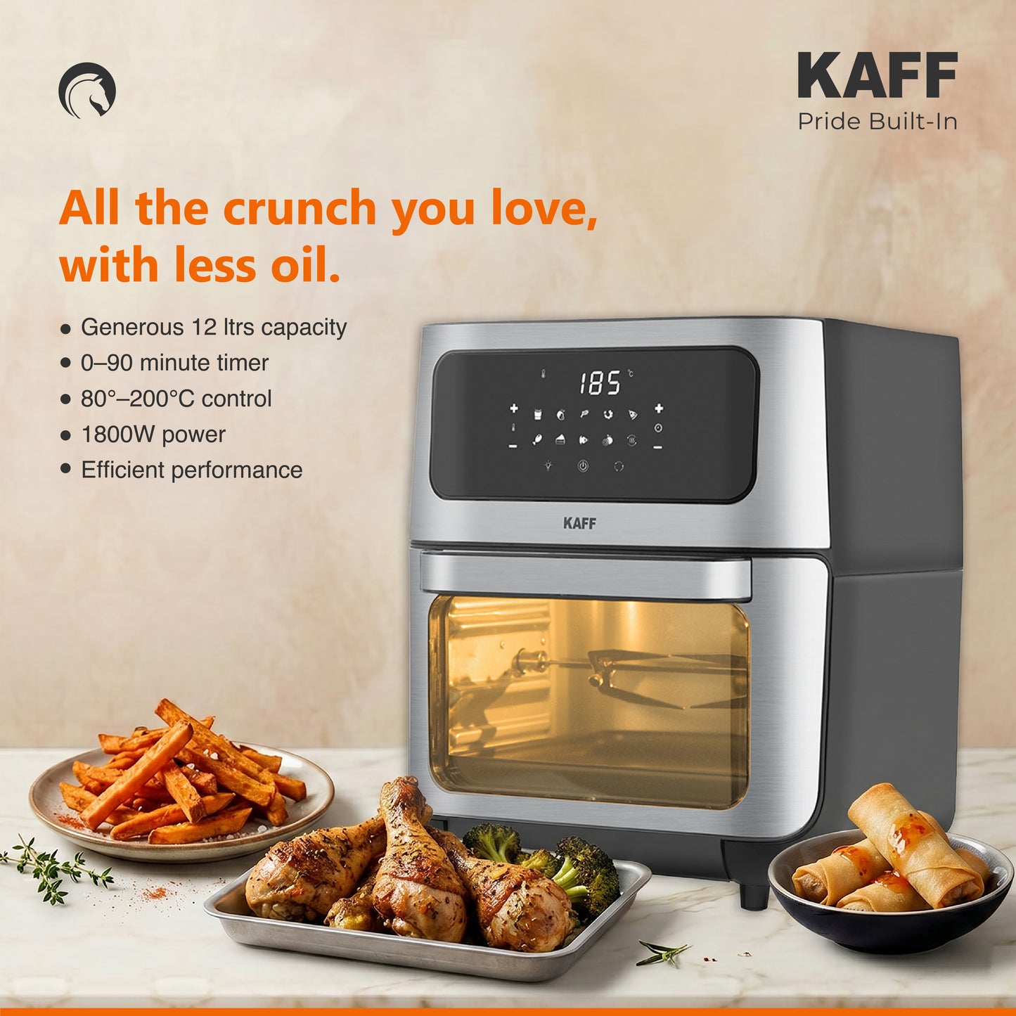 KFR 12- Electric Air fryer with Premium Brush Stainless Steel Finish
