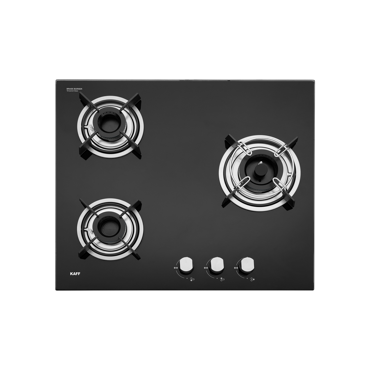 HBR 603 B- 3 Brass Burners Built-in Hob, Auto Electric Ignition, Black Tempered Glass