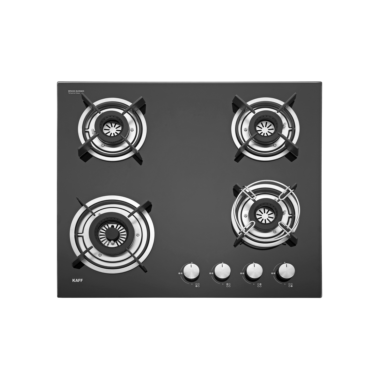 HBR 604 A - 4 Brass Burners Built-in Hob, Auto Electric Ignition, Black Tempered Glass