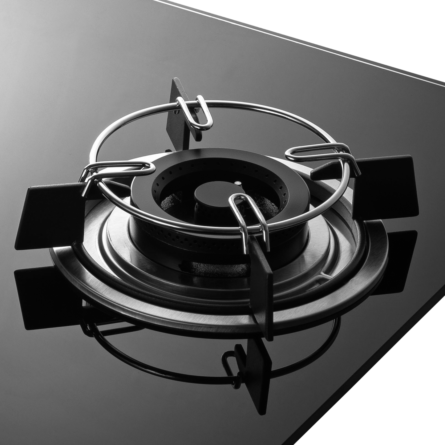 HBR 604 A - 4 Brass Burners Built-in Hob, Auto Electric Ignition, Black Tempered Glass