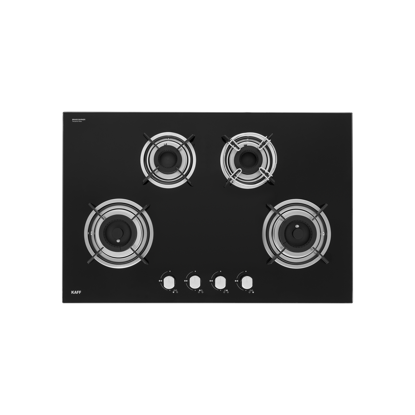 HBR 804 A - 4 Brass Burners Built-in Hob, Auto Electric Ignition, Black Tempered Glass