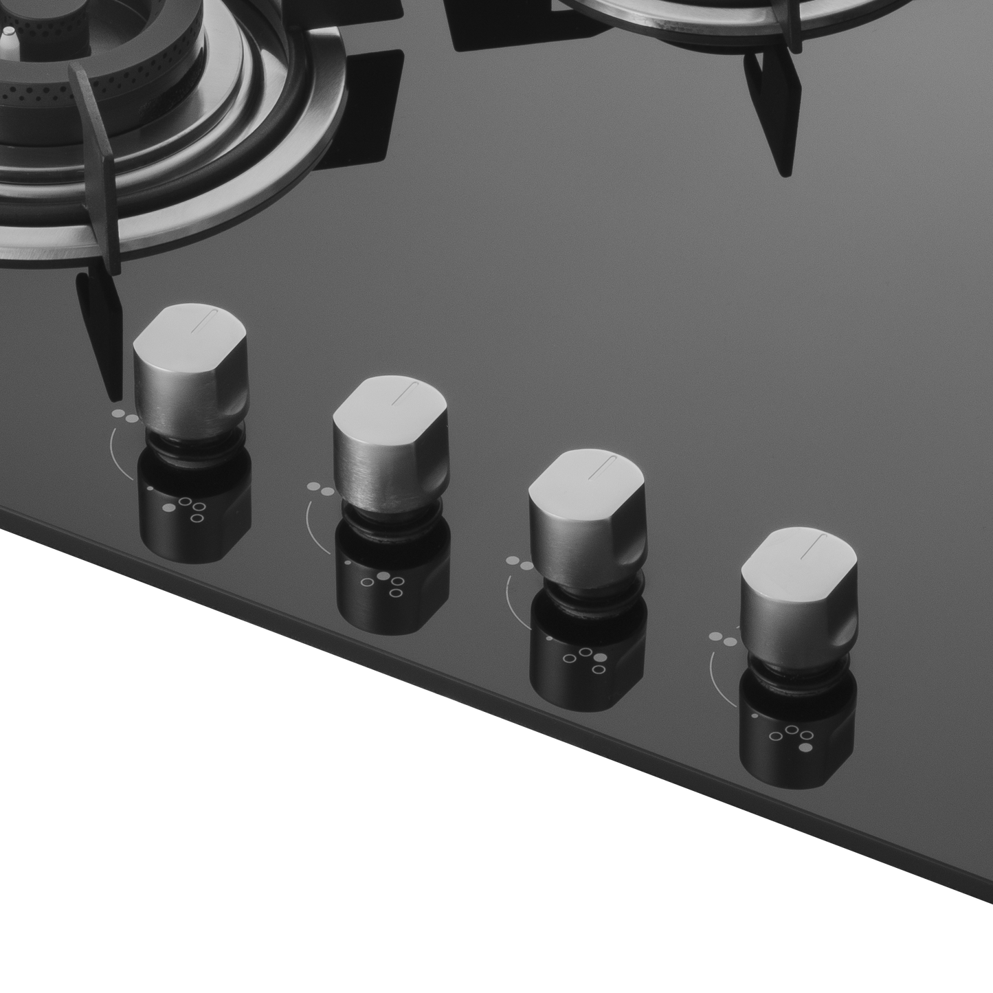 HBR 804 A - 4 Brass Burners Built-in Hob, Auto Electric Ignition, Black Tempered Glass