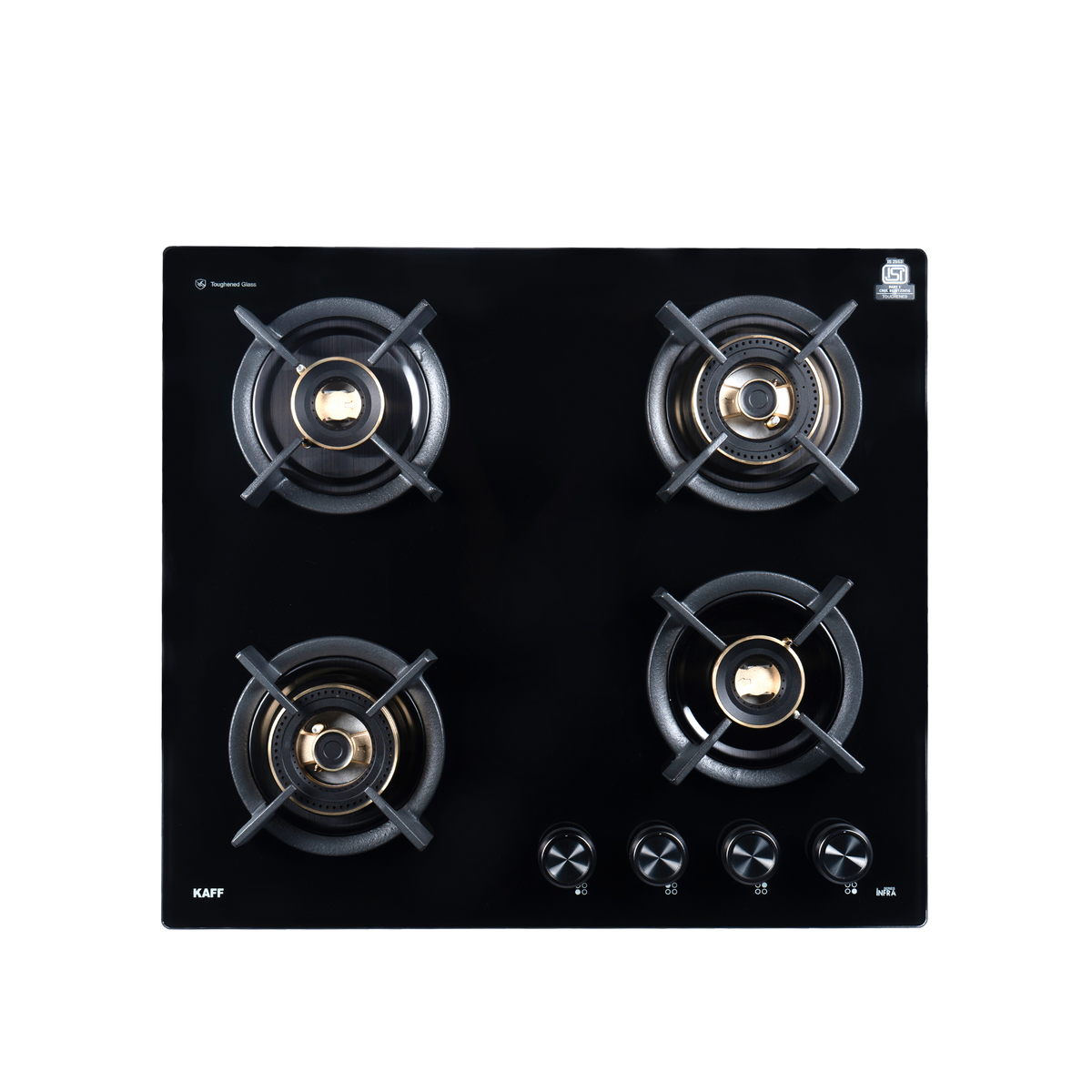 4 Burner Built-in Hob with Full Brass Burners & Direct Flame, 60 cm (INF 604DF)