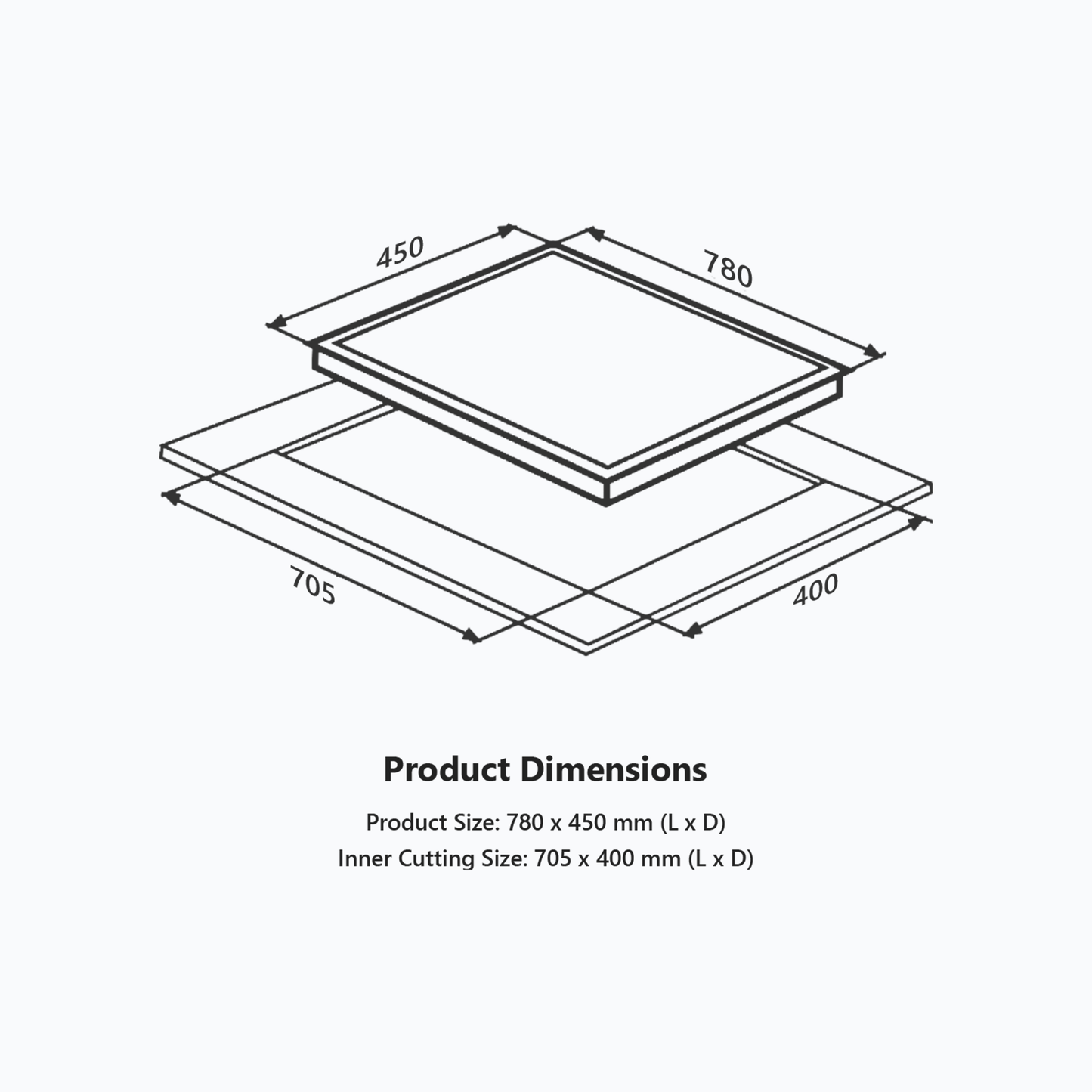 INF 783- Built-in Hob with 3 Full Brass High Efficiency Burners