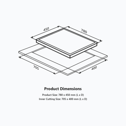 INF 783- Built-in Hob with 3 Full Brass High Efficiency Burners