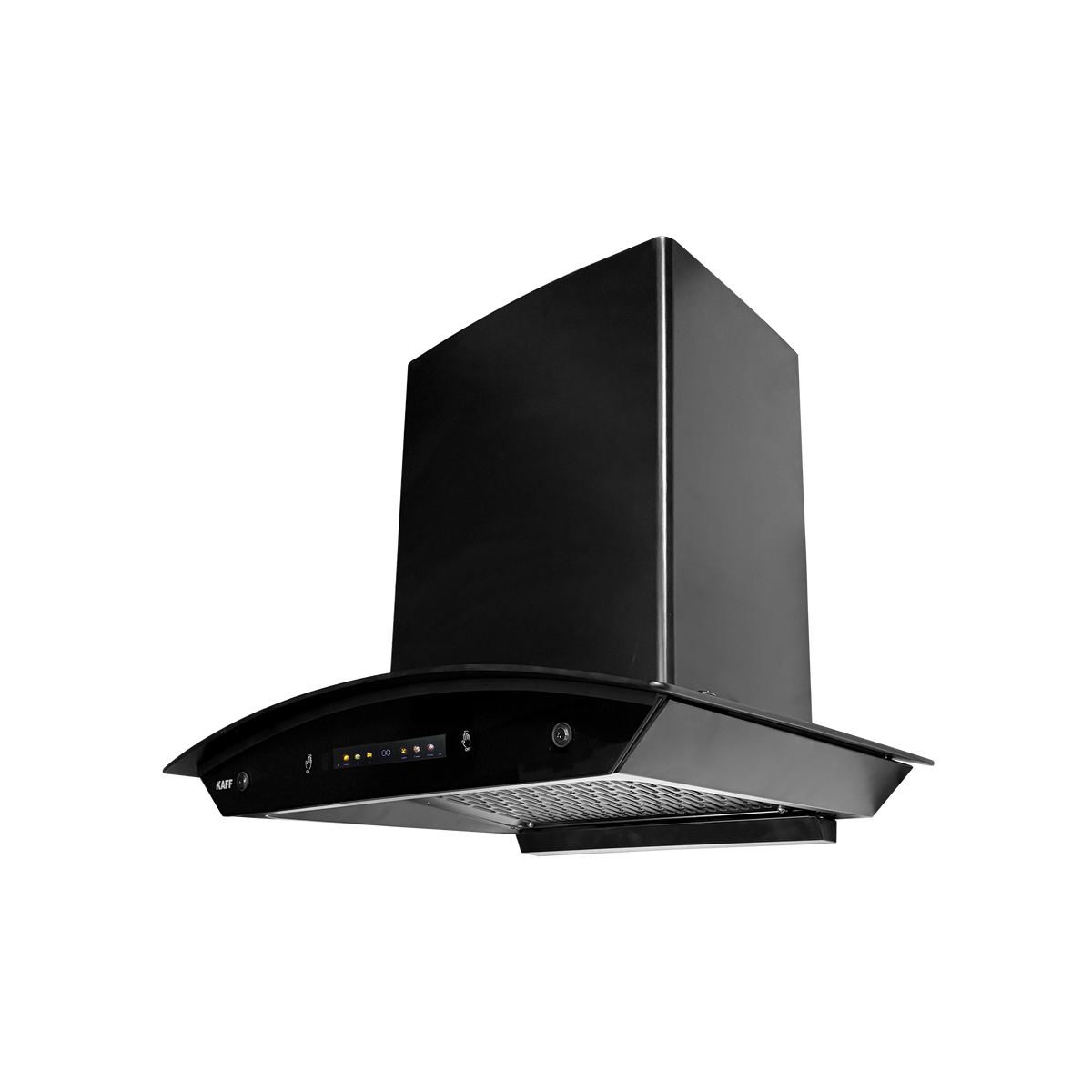 INSCON DC 60/75/90 – Filterless Chimney with BLDC Motor & Dry Heat Auto Clean, Curved Matt Black Glass Design (INSCON DC)