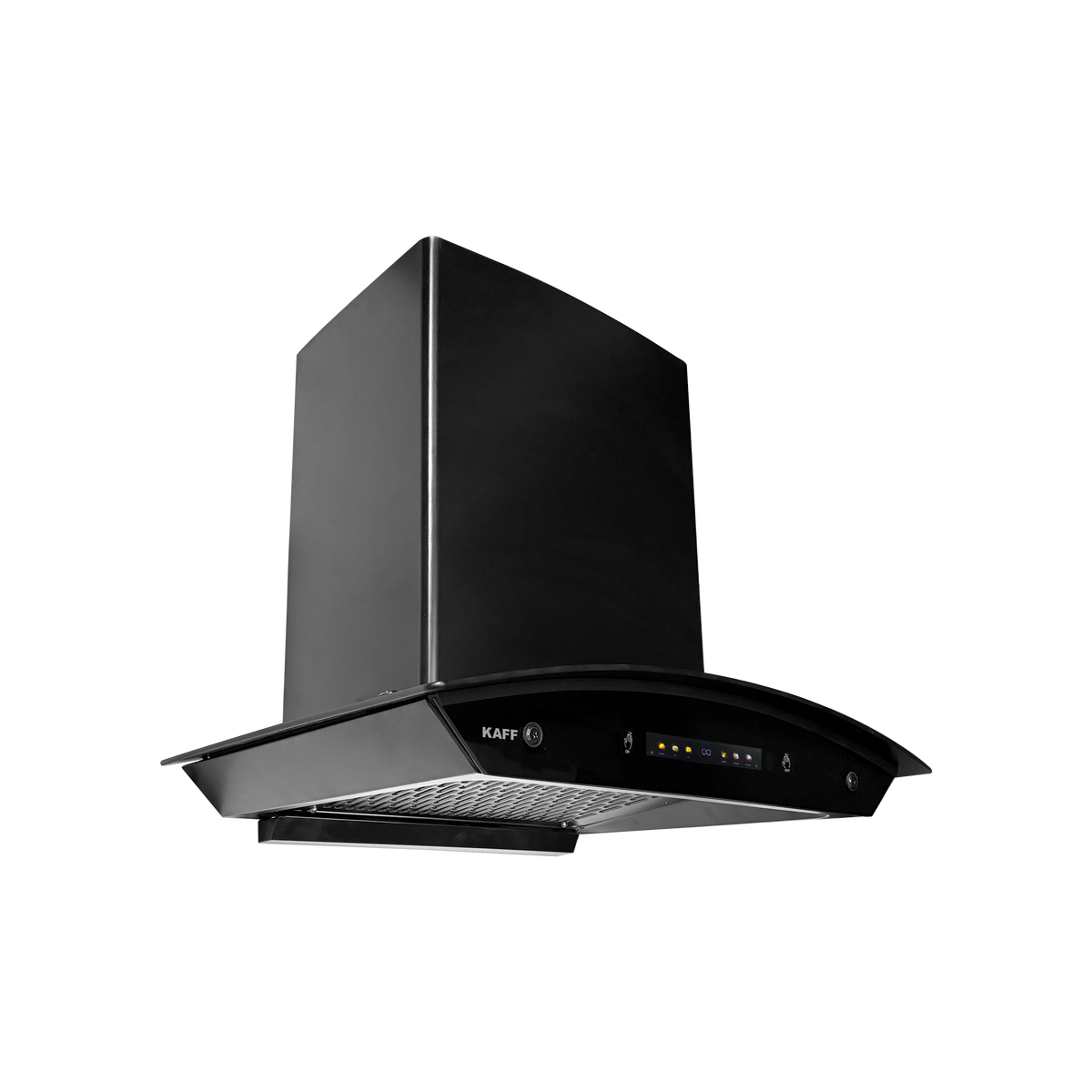 INSCON DC 60/75/90 – Filterless Chimney with BLDC Motor & Dry Heat Auto Clean, Curved Matt Black Glass Design (INSCON DC)