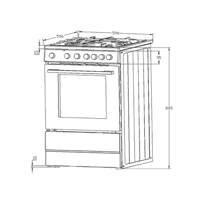 KAB 60- Cooking Range with Electric Oven, Matt Black Finish, Auto Electric Ignition